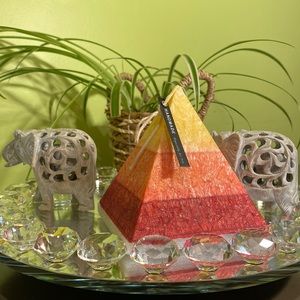 HANDmade Lure's Pyramid Candle Infused w/Grapefruit & Basil Essential Oil & Gem